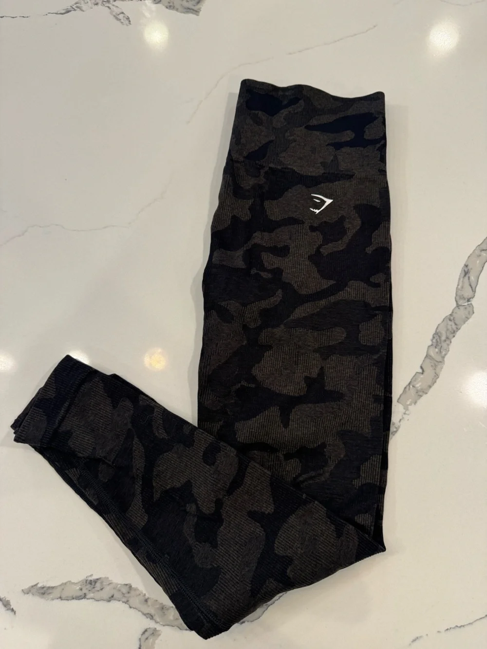 Gymshark Camouflage Leggings - Green/Grey - Size medium